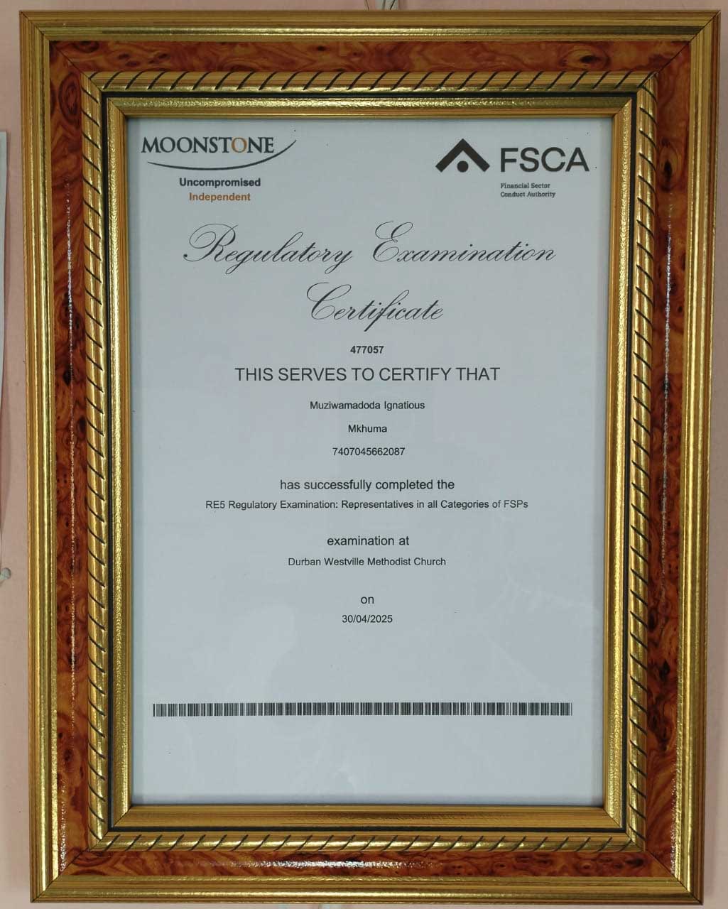 Muzi-Regulatory-Examination-Certificate